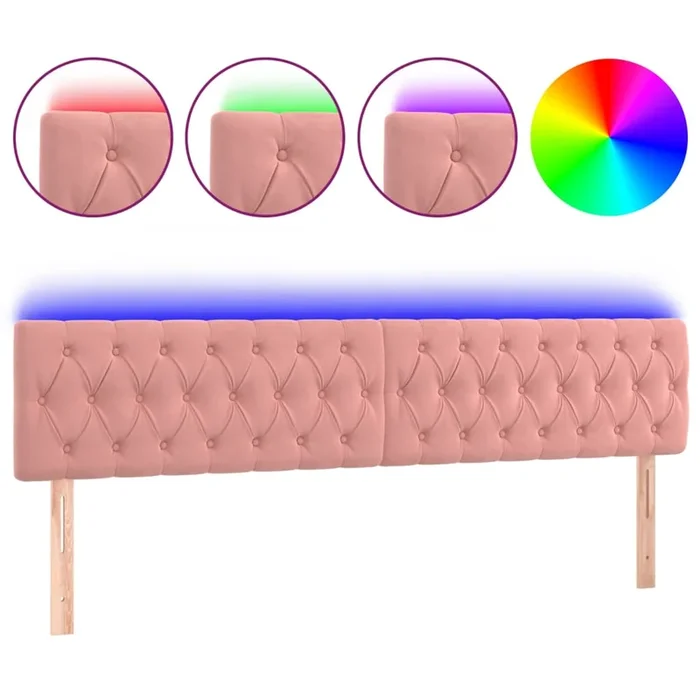vidaXL Cabecero con LED de terciopelo rosa 200x7x78/88 cm