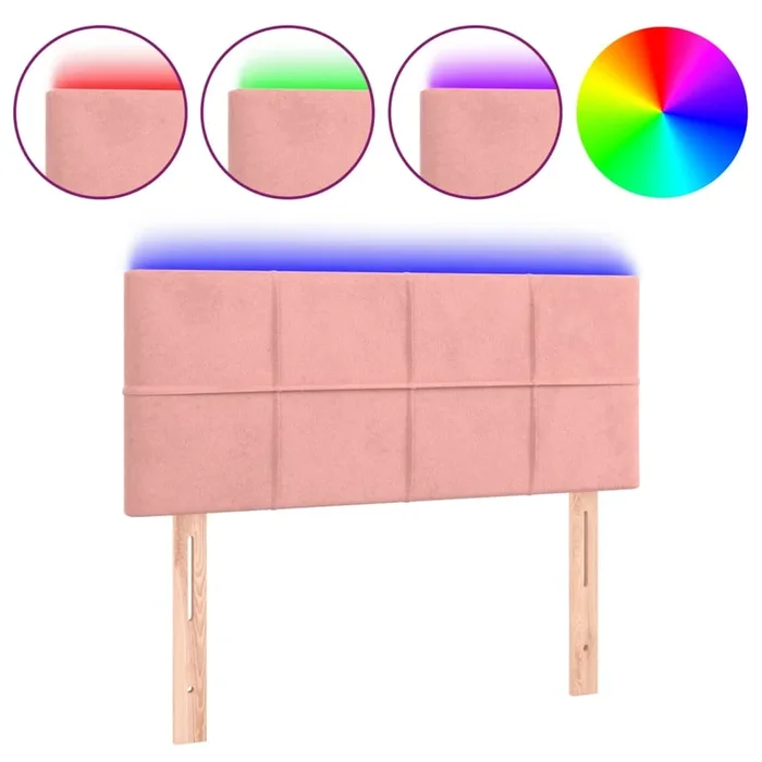 vidaXL Cabecero con LED de terciopelo rosa 80x5x78/88 cm (3)