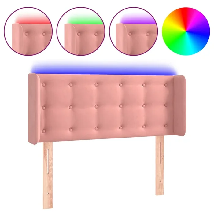 vidaXL Cabecero con LED de terciopelo rosa 83x16x78/88 cm (3)