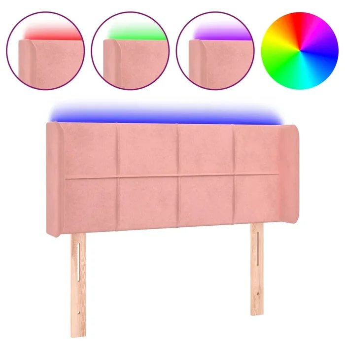 vidaXL Cabecero con LED de terciopelo rosa 83x16x78/88 cm (6)