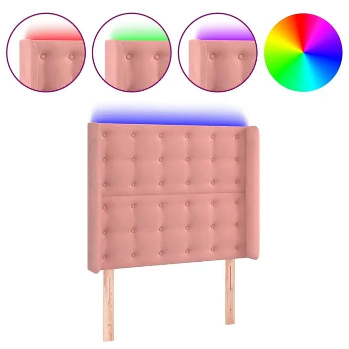 vidaXL Cabecero con LED de terciopelo rosa 93x16x118/128 cm (4)