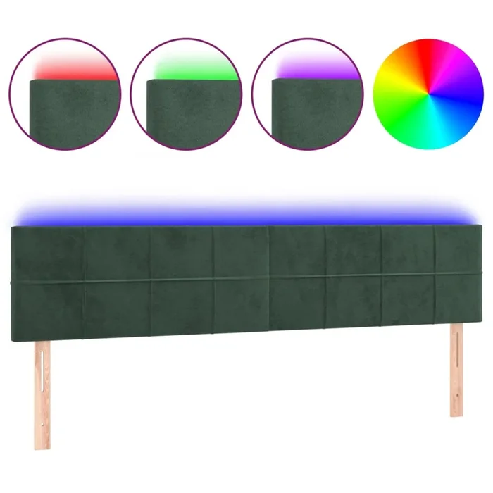 vidaXL Cabecero con LED de terciopelo verde oscuro 200x5x78/88 cm (2)