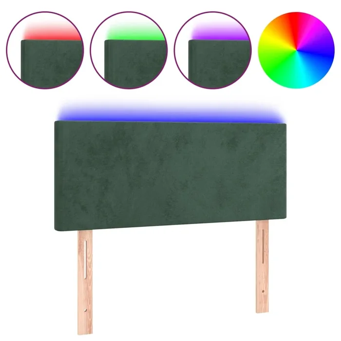 vidaXL Cabecero con LED de terciopelo verde oscuro 90x5x78/88 cm