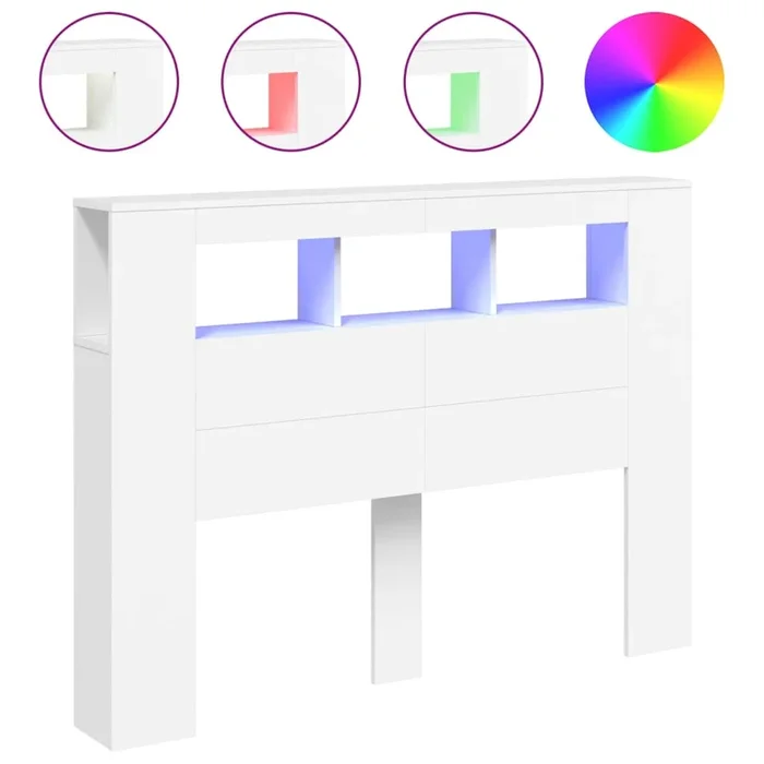 vidaXL Cabecero con LED madera de ingeniería blanco 140×18,5×103,5 cm