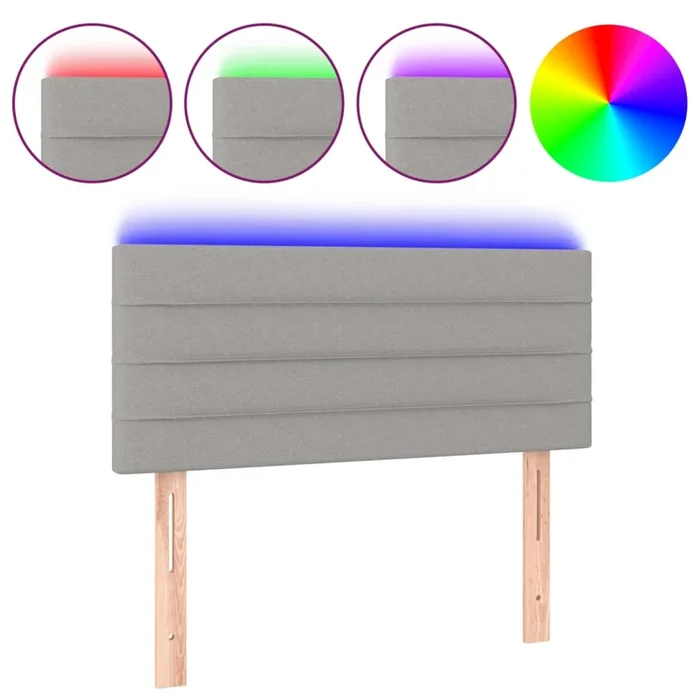 vidaXL Cabecero con luces LED de tela gris claro 80x5x78/88 cm (3)