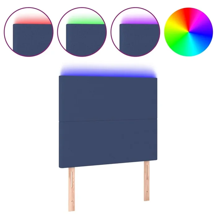 vidaXL Cabecero con luces LED tela azul 100x5x118/128 cm (4)