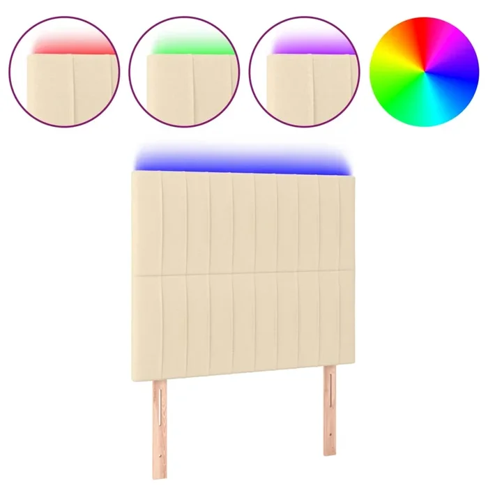 vidaXL Cabecero con luces LED tela crema 100x5x118/128 cm (5)