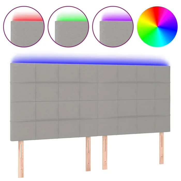 vidaXL Cabecero con luces LED tela gris claro 160x5x118/128 cm