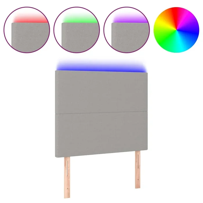 vidaXL Cabecero con luces LED tela gris claro 80x5x118/128 cm (4)