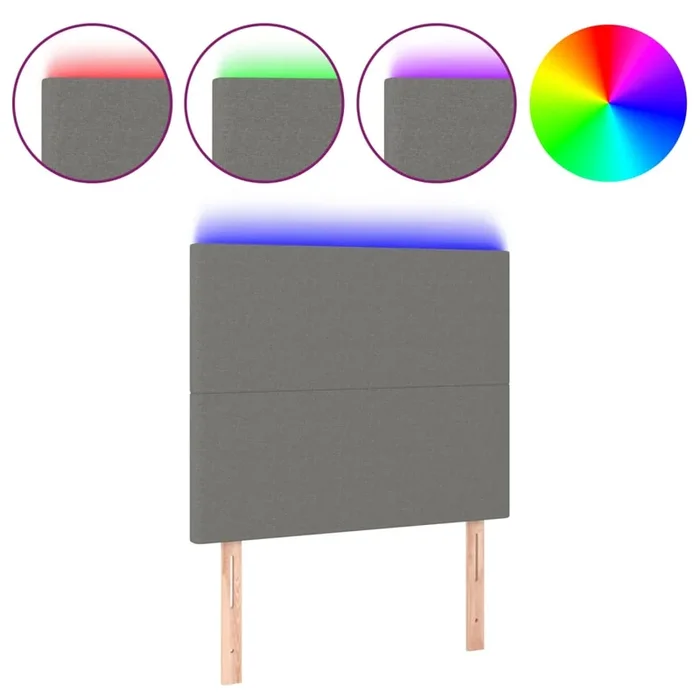 vidaXL Cabecero con luces LED tela gris oscuro 100x5x118/128 cm (5)