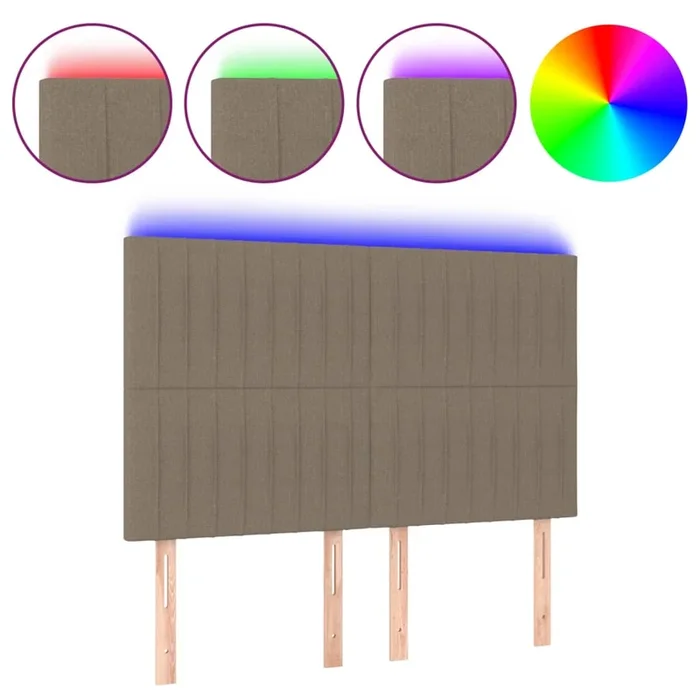 vidaXL Cabecero con luces LED tela gris taupe 144x5x118/128 cm (4)