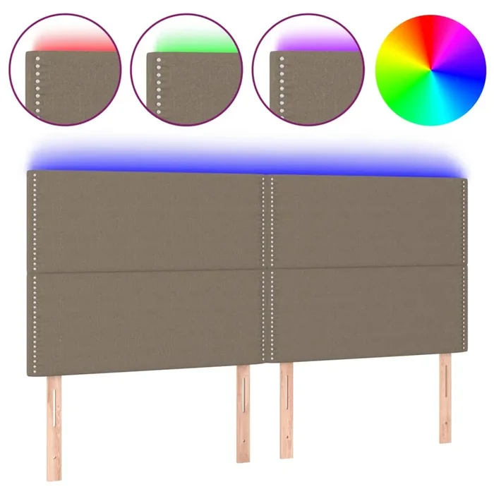 vidaXL Cabecero con luces LED tela gris taupe 200x5x118/128 cm (2)