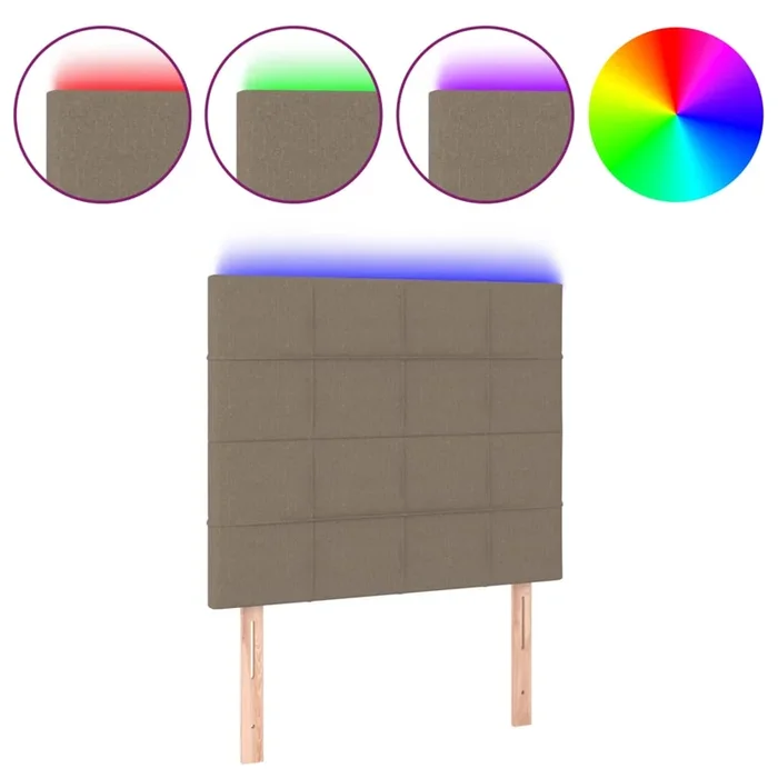 vidaXL Cabecero con luces LED tela gris taupe 90x5x118/128 cm (3)