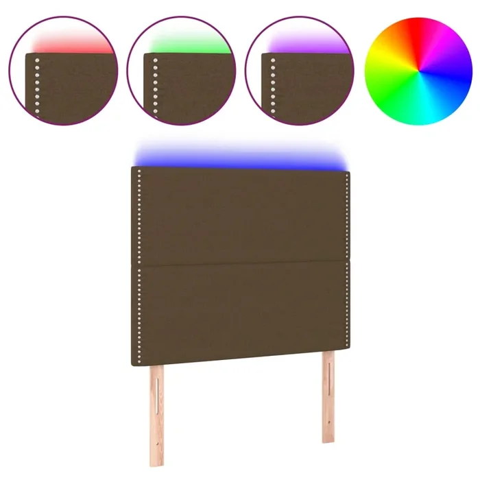 vidaXL Cabecero con luces LED tela marrón oscuro 100x5x118/128 cm (6)
