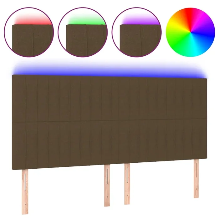 vidaXL Cabecero con luces LED tela marrón oscuro 200x5x118/128 cm (2)