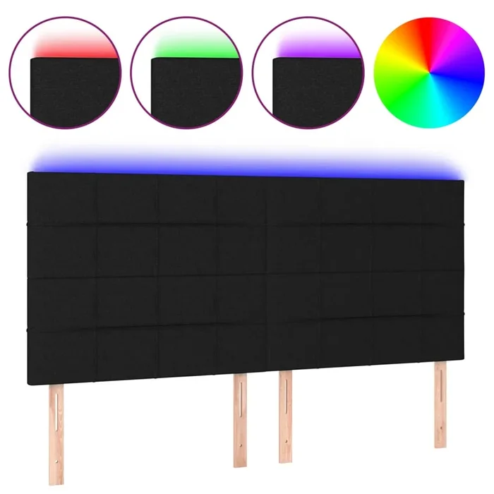 vidaXL Cabecero con luces LED tela negro 180x5x118/128 cm (5)