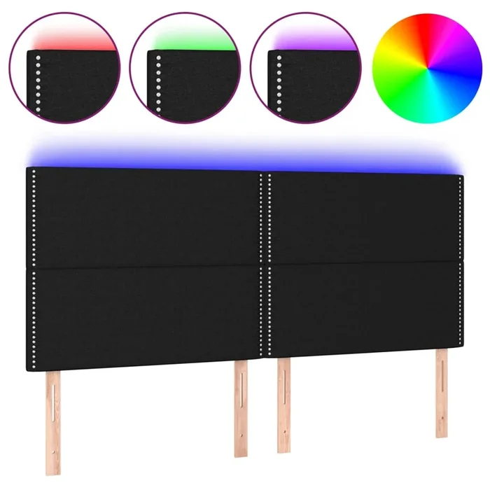 vidaXL Cabecero con luces LED tela negro 200x5x118/128 cm