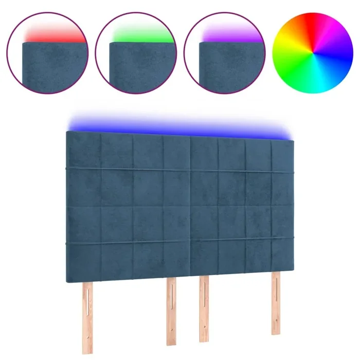 vidaXL Cabecero con luces LED terciopelo azul oscuro 144x5x118/128 cm (3)