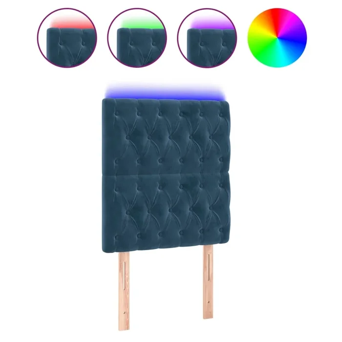 vidaXL Cabecero con luces LED terciopelo azul oscuro 80x7x118/128 cm