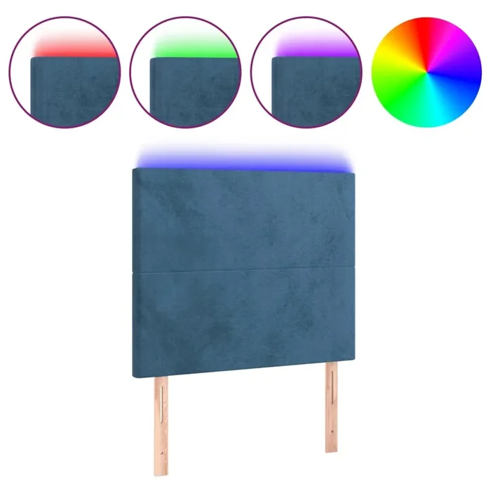 vidaXL Cabecero con luces LED terciopelo azul oscuro 90x5x118/128 cm (6)