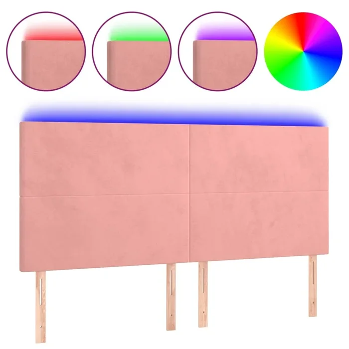 vidaXL Cabecero con luces LED terciopelo rosa 160x5x118/128 cm (5)