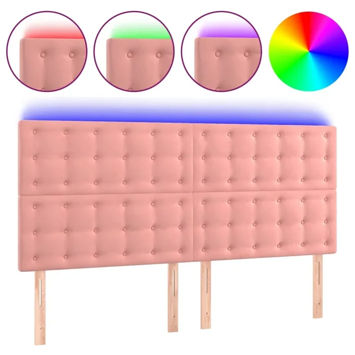 vidaXL Cabecero con luces LED terciopelo rosa 200x5x118/128 cm (3)
