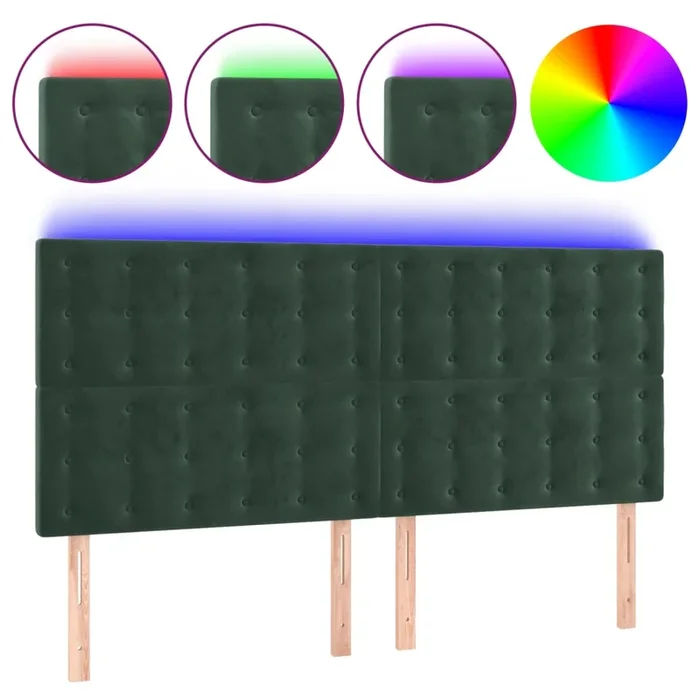 vidaXL Cabecero con luces LED terciopelo verde oscuro 180x5x118/128 cm (6)