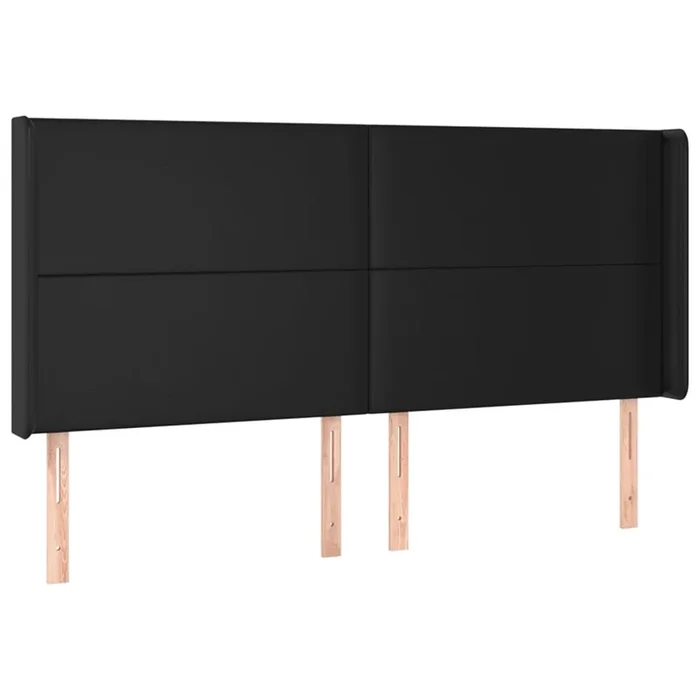 vidaXL Cabecero con orejas cuero sintético negro 183x16x118/128 cm (3)