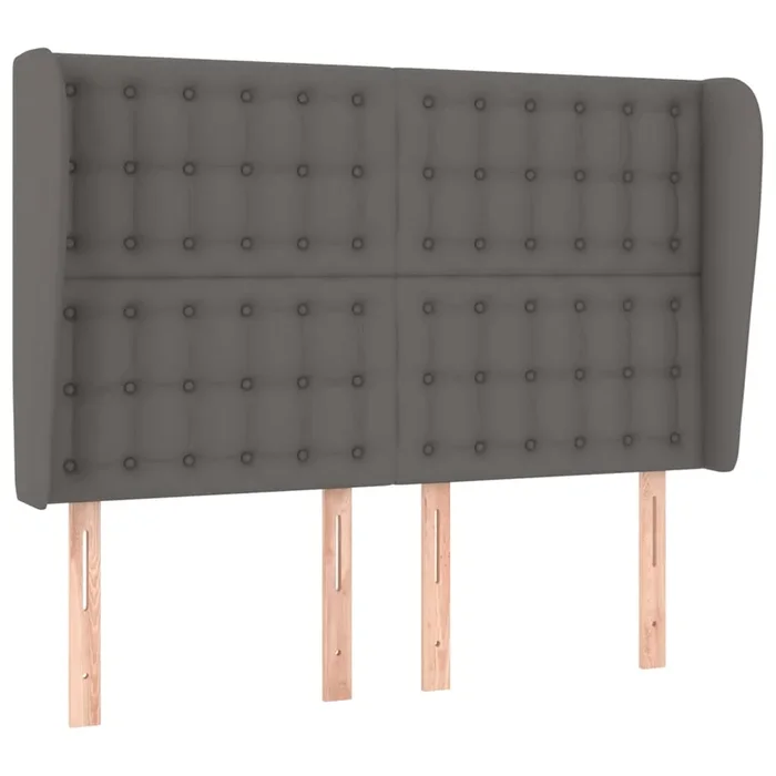 vidaXL Cabecero con orejas de cuero sintético gris 147x23x118/128cm (3)