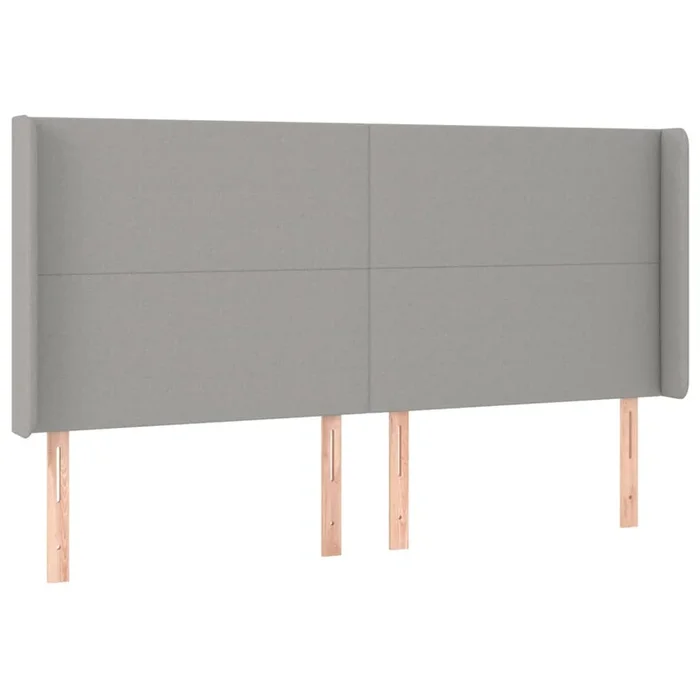 vidaXL Cabecero con orejas de tela gris claro 203x16x118/128 cm (4)