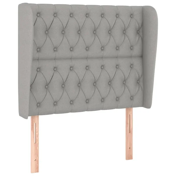vidaXL Cabecero con orejas de tela gris claro 93x23x118/128 cm (7)