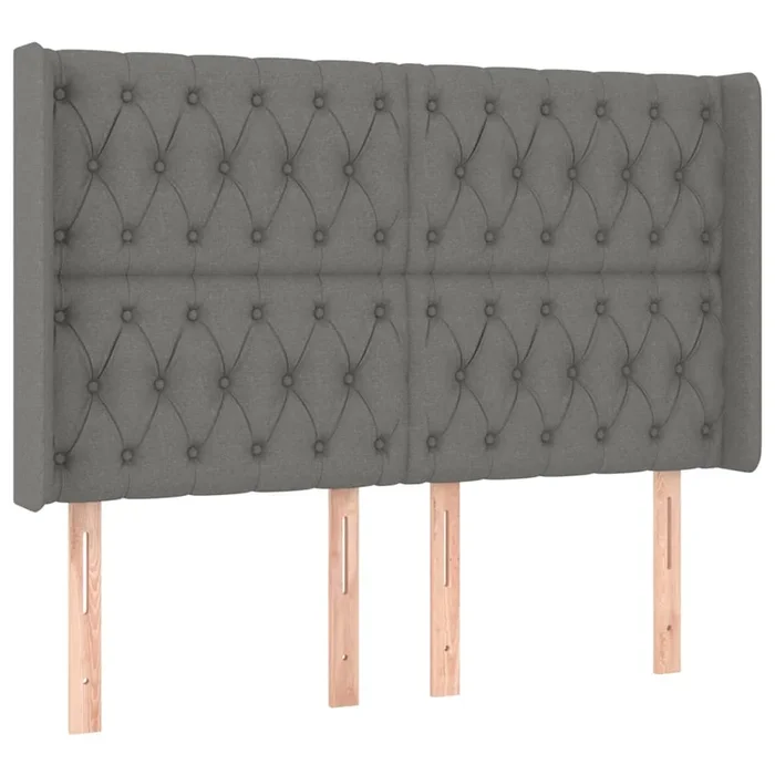vidaXL Cabecero con orejas de tela gris oscuro 163x16x118/128 cm