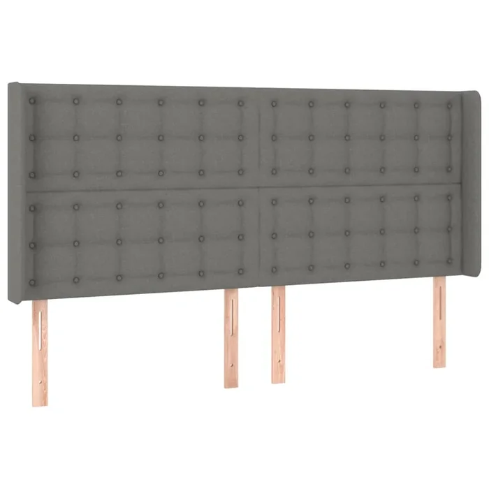 vidaXL Cabecero con orejas de tela gris oscuro 183x16x118/128 cm (2)