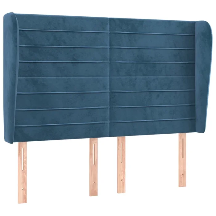 vidaXL Cabecero con orejas de terciopelo azul oscuro 147x23x118/128 cm (4)