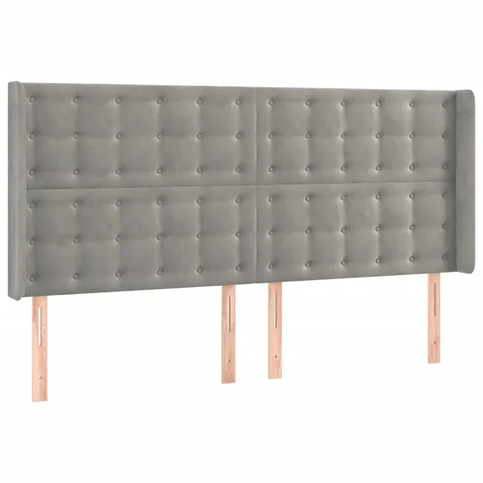 vidaXL Cabecero con orejas de terciopelo gris claro 183x16x118/128 cm (7)