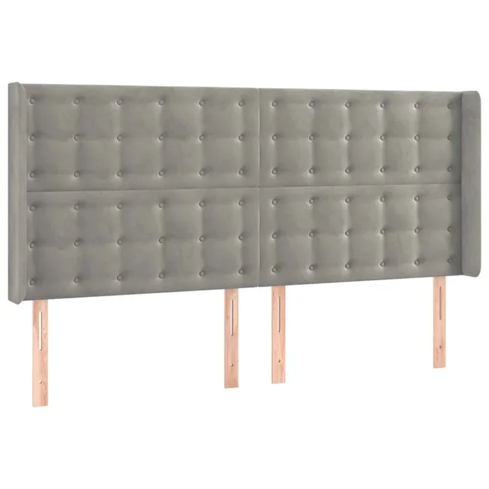 vidaXL Cabecero con orejas de terciopelo gris claro 203x16x118/128 cm (7)