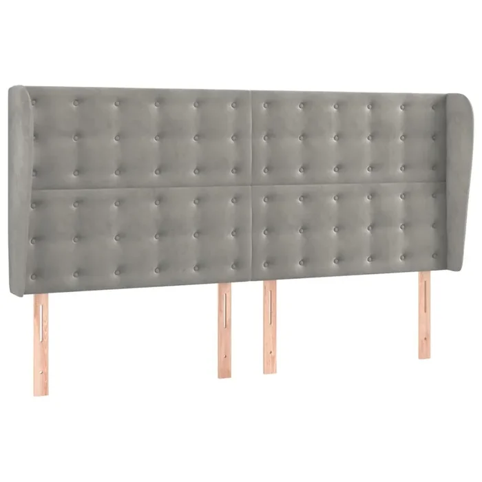 vidaXL Cabecero con orejas de terciopelo gris claro 203x23x118/128 cm (4)