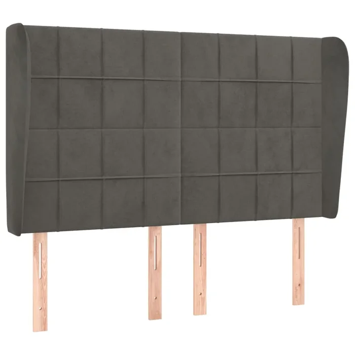 vidaXL Cabecero con orejas de terciopelo gris oscuro 147x23x118/128 cm (2)