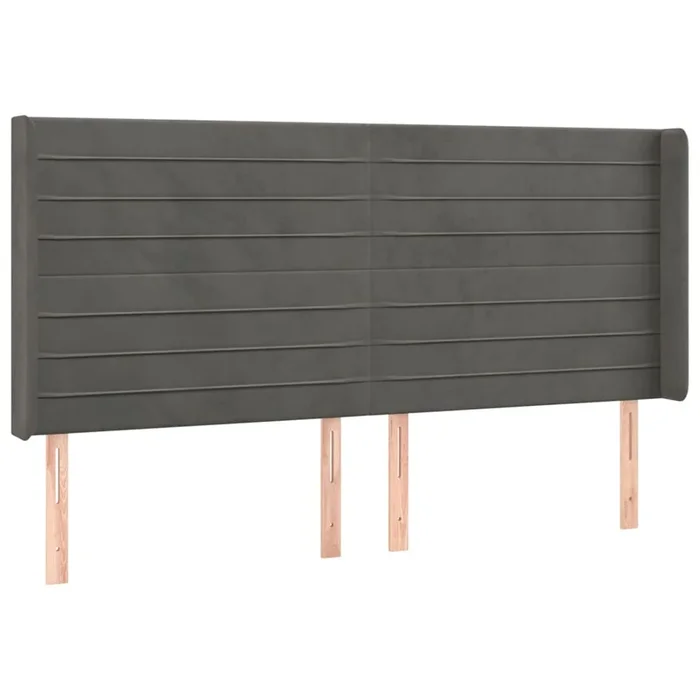 vidaXL Cabecero con orejas de terciopelo gris oscuro 163x16x118/128 cm (4)