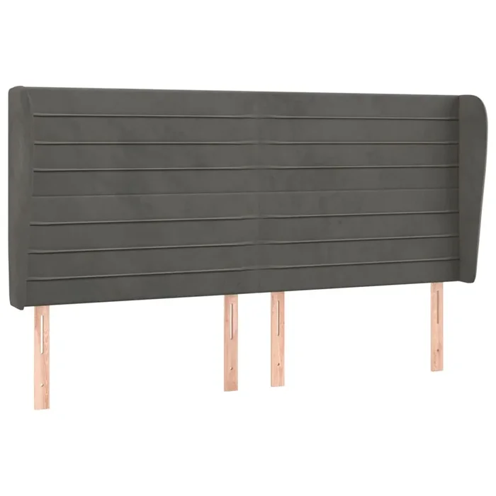 vidaXL Cabecero con orejas de terciopelo gris oscuro 203x23x118/128 cm (4)
