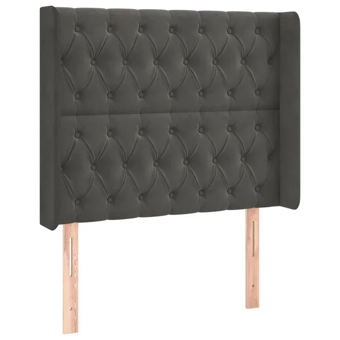 vidaXL Cabecero con orejas de terciopelo gris oscuro 93x16x118/128 cm