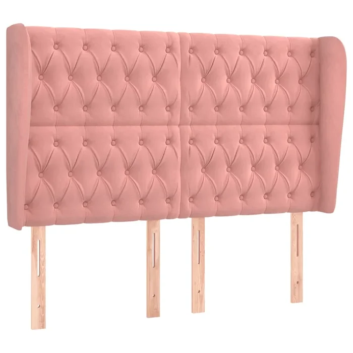 vidaXL Cabecero con orejas de terciopelo rosa 147x23x118/128 cm (3)
