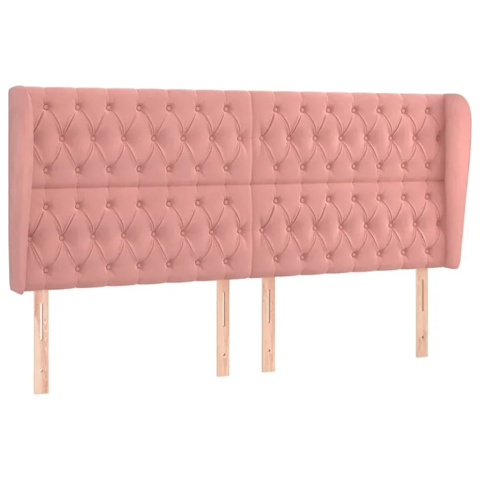 vidaXL Cabecero con orejas de terciopelo rosa 183x23x118/128 cm (4)