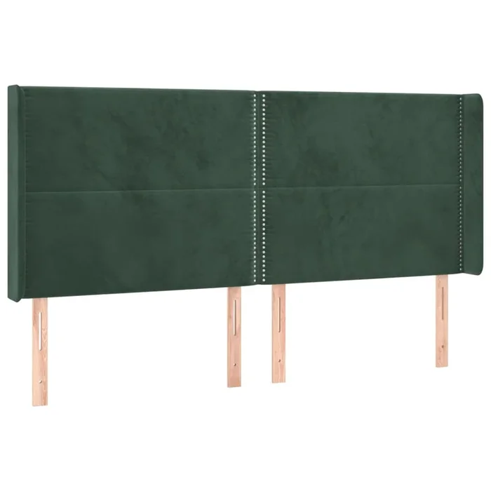 vidaXL Cabecero con orejas de terciopelo verde oscuro 163x16x118/128cm (7)