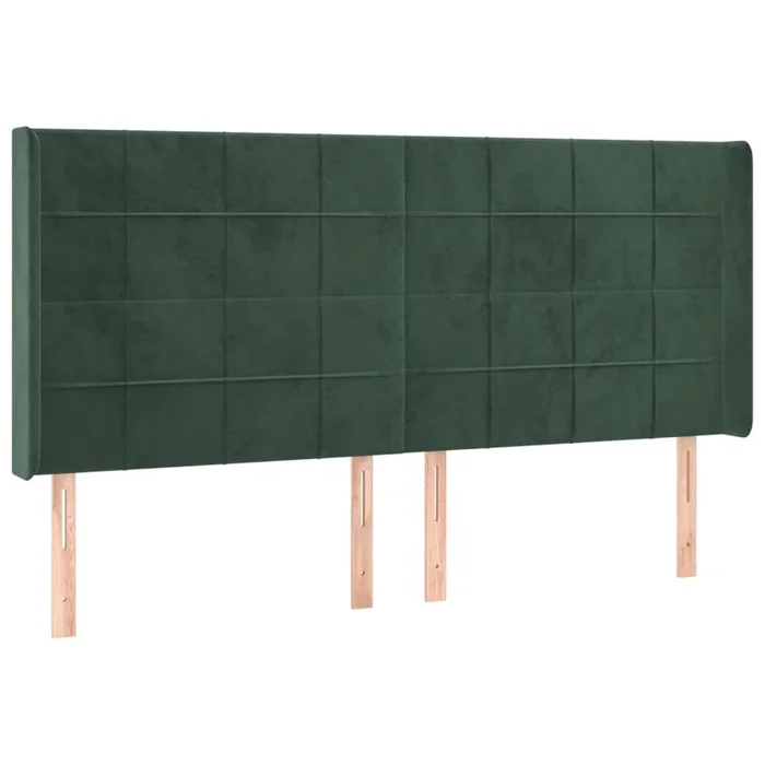 vidaXL Cabecero con orejas de terciopelo verde oscuro 183x16x118/128cm (4)