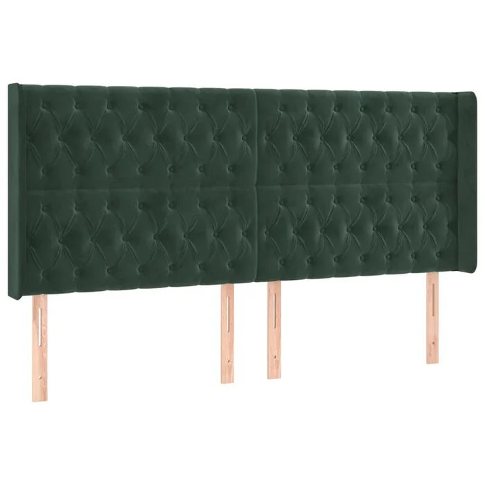 vidaXL Cabecero con orejas de terciopelo verde oscuro 203x16x118/128cm