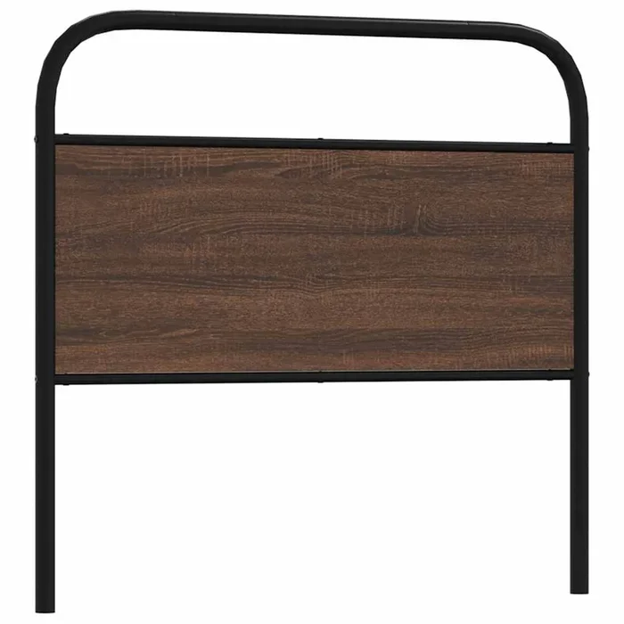 vidaXL Cabecero de acero y madera de ingeniería marrón roble 107 cm (2)