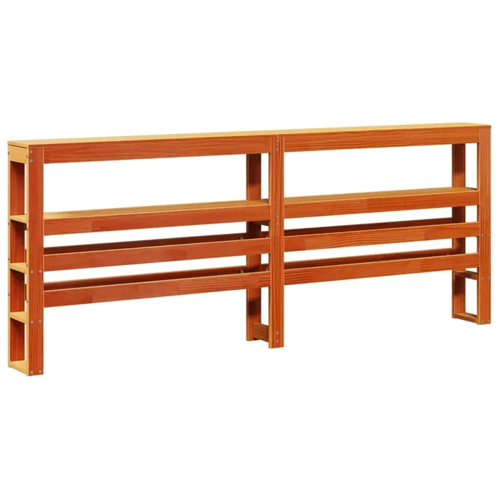 vidaXL Cabecero de cama con estantes madera maciza pino marrón 180 cm (2)
