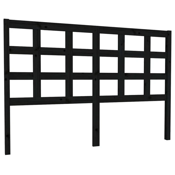 vidaXL Cabecero de cama madera maciza de pino negro 145,5x4x100 cm (3)