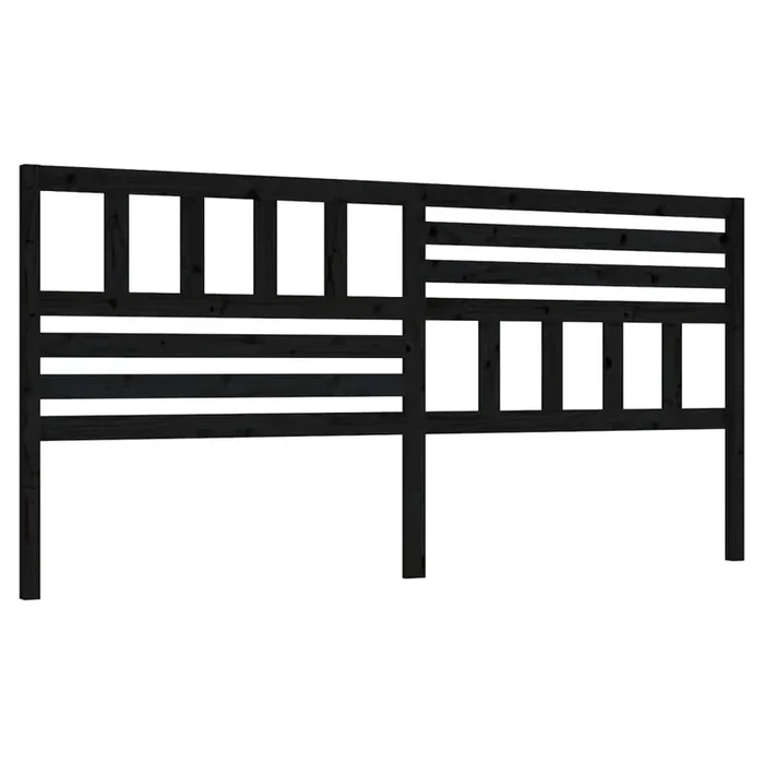 vidaXL Cabecero de cama madera maciza de pino negro 206x4x100 cm (4)